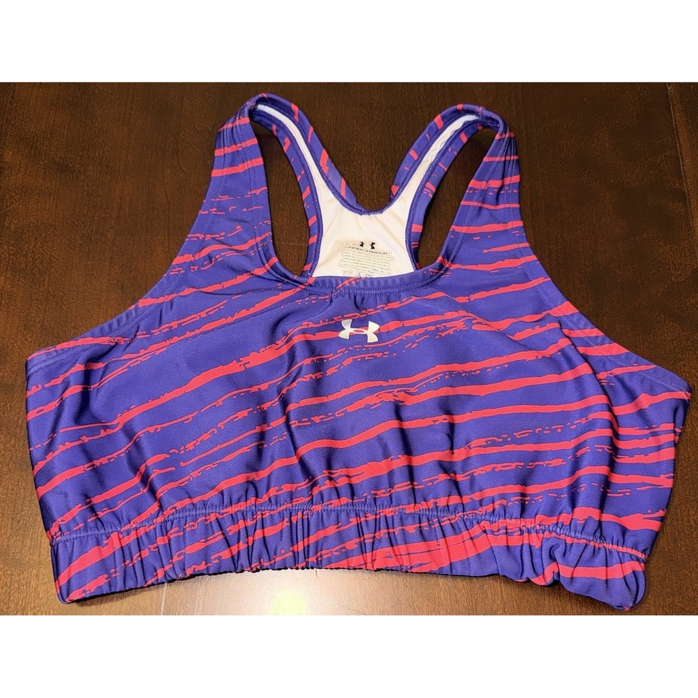 Under Armour Women's Purple Pink Racerback Sports Bra Size L 36-38 Activewear